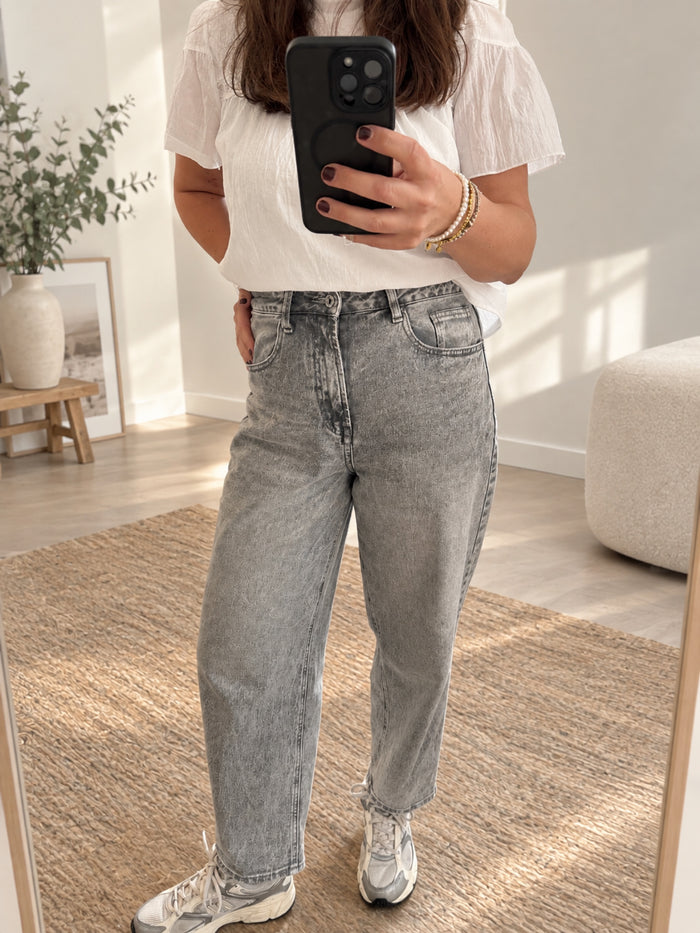 Mom-Fit Jeans Grau